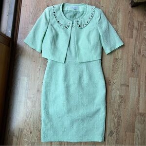 Nipon Boutique Pastel Green Short Sleeve Suit Dress Size 6 Vintage